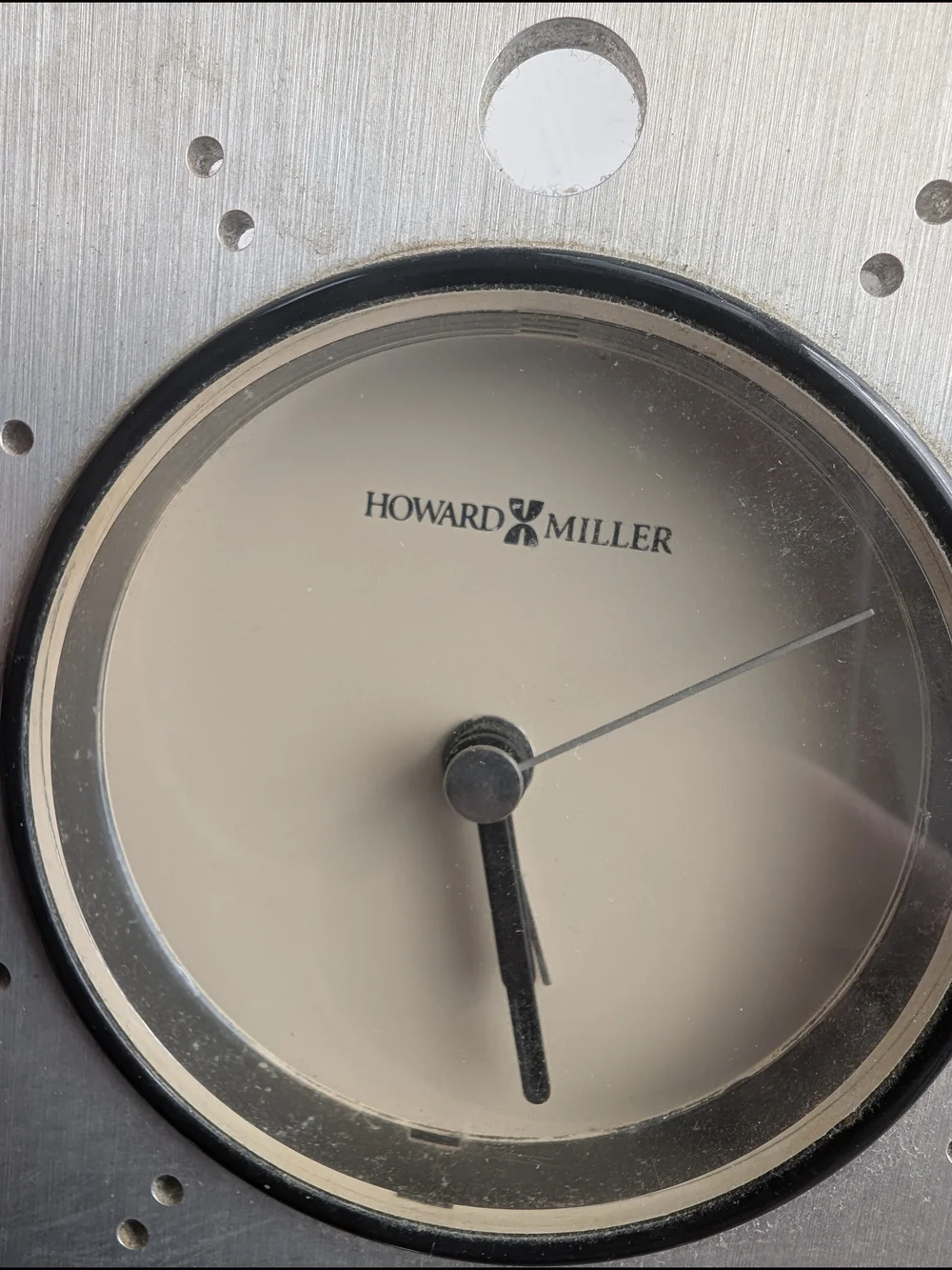 VTG Howard Miller Brushed Aluminum Square Desk Alarm Clock Mid Century Modern